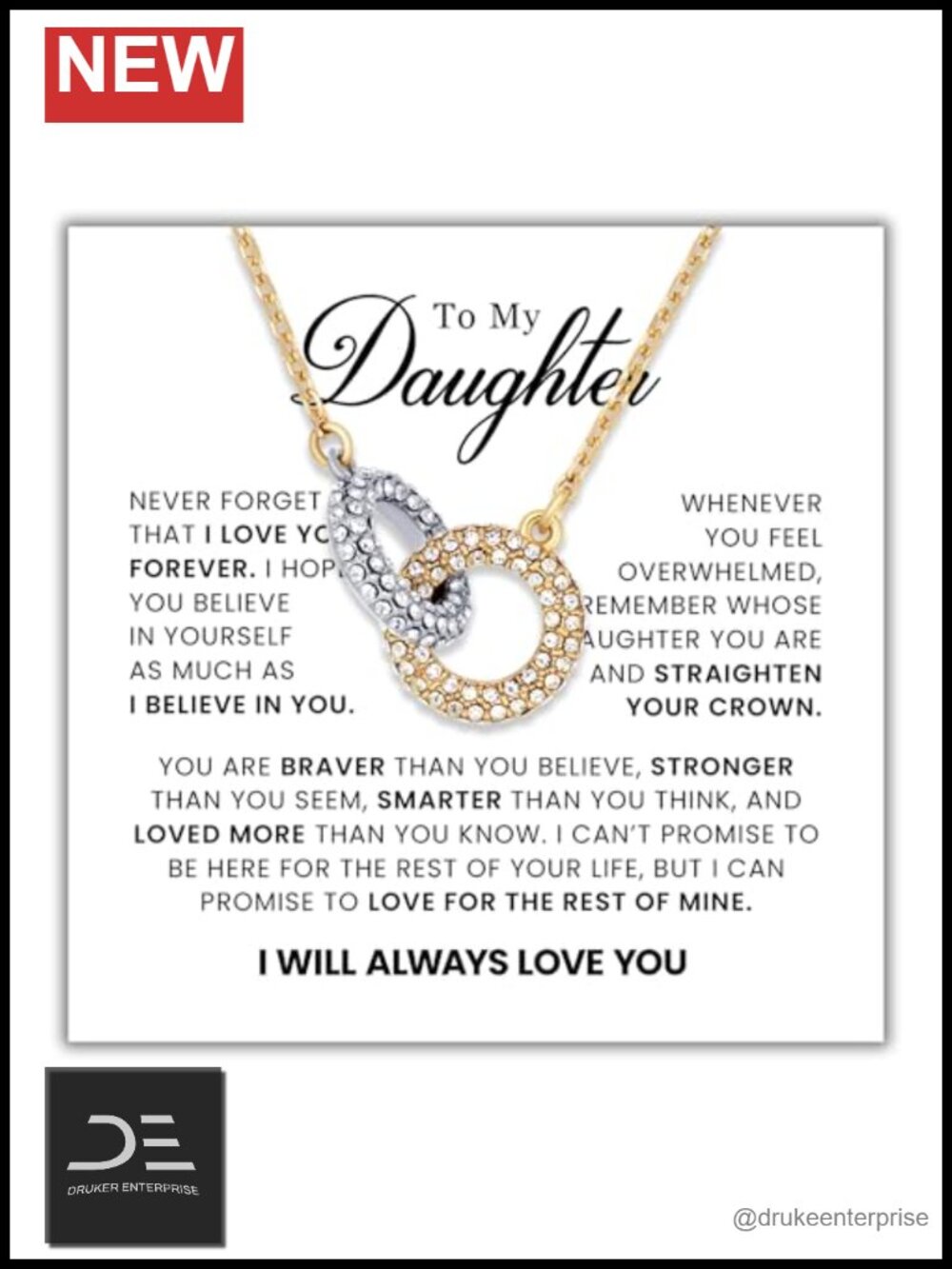 18K Gold Plated Infinity Necklace Gift for Daughter from Dad Mom